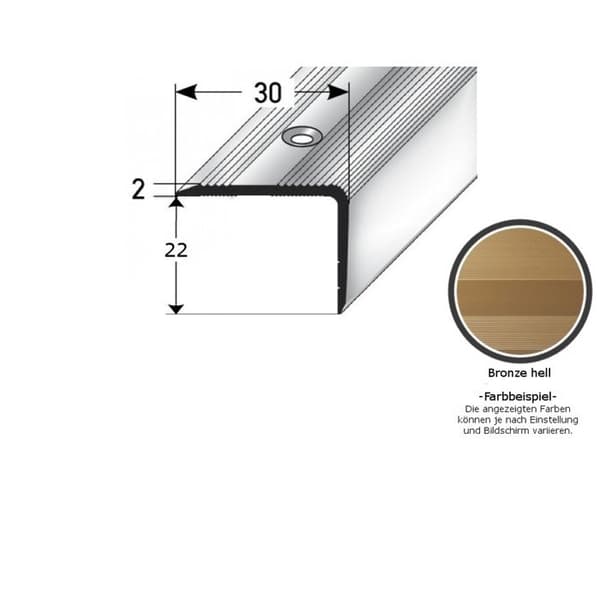 PROVISTON näsa av aluminiumbrons lätt l 30 mm H 22 mm L 2700 mm genomborrad profil av nosprofil vinkelförbindelse kombinerad...