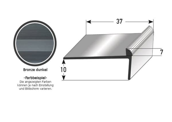 PROVISTON aluminium anodiserad mörkbrons list l 37 mm H 24 mm L 2700 mm borrad trapphörnlist kombinerad hörnlist