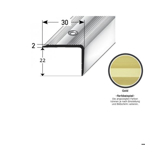 Nez de marche Aluminium Guld l 30 mm H 22 mm Lång 1000mm Att skruva 1 styck