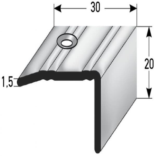 Trappsteg Stål Utseende Stål L 30 mm H 20 mm Lång 2700 mm För att skruva 1 styck