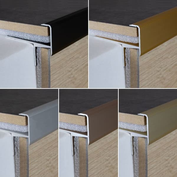 "Lamellär tröskel - Anodiserad aluminiumparkett mörkbrons L 33mm H 15.3mm Genomgående"