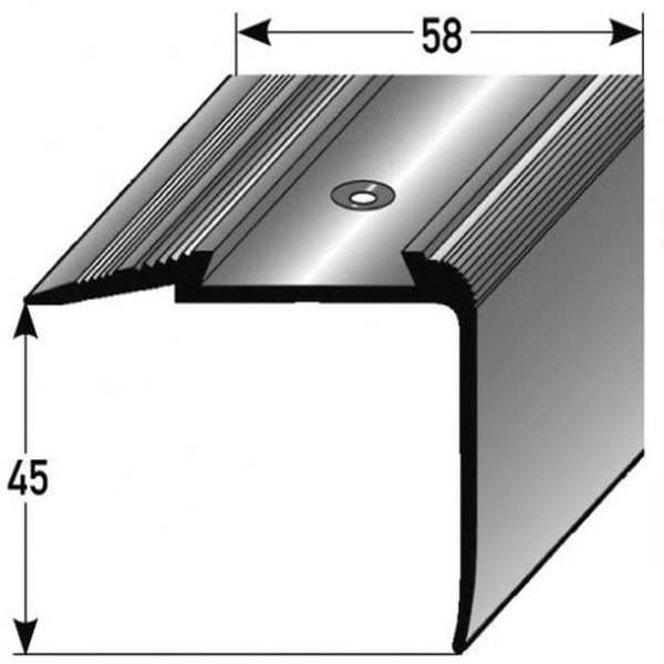 PROVISTON Aluminiumanodiserat trappsteg Grå l 58 mm H 45 mm L 2700 mm Genomgående