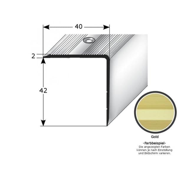 Nez av alu anodiser Guld l 40 mm H 42 mm Lång 1000 mm Att skruva 1 styck