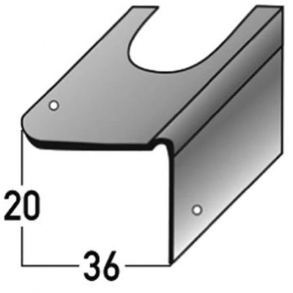PROVISTON Reparationshörn för betongtrappor Galvaniserat stål l 36 mm H 20 mm L 1000 mm Genomgående hål