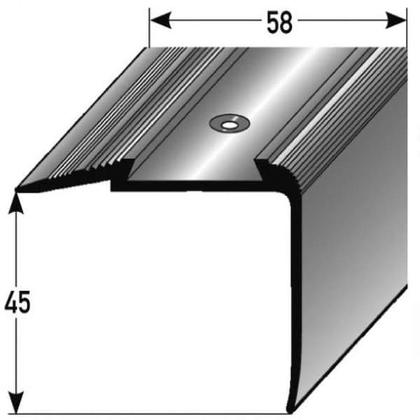 Trappa av anodiserad aluminium mörkbrons L 58 mm H 45 mm Lång 1000 mm Genomgående 1 styck