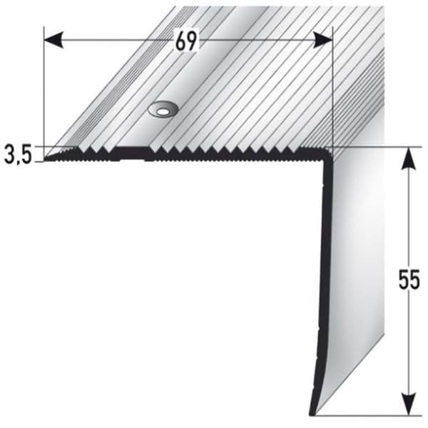 Nez av alu anodiser guld l 69 mm H 55 mm Lång 2700 mm Att skruva 1 styck