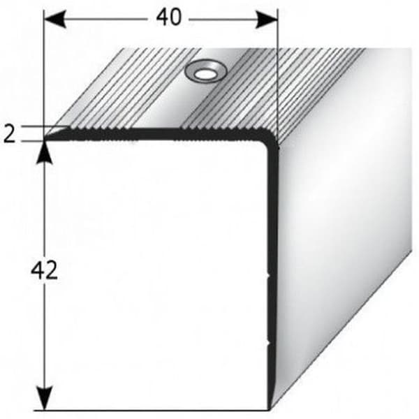 PROVISTON aluminium anodiserad trapplist l 40 mm H 42 mm L 2700 mm borrad trapplist kombinerad