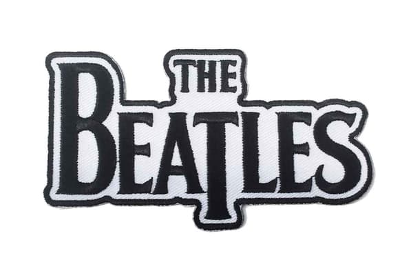 The Beatles Patch Classic Drop T Band Logo Black Official Die Cut Sew On Accessory Size