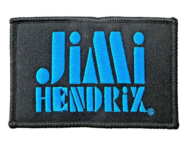 Jimi Hendrix Patch Stencil Logo Official Black Iron On Accessory Size