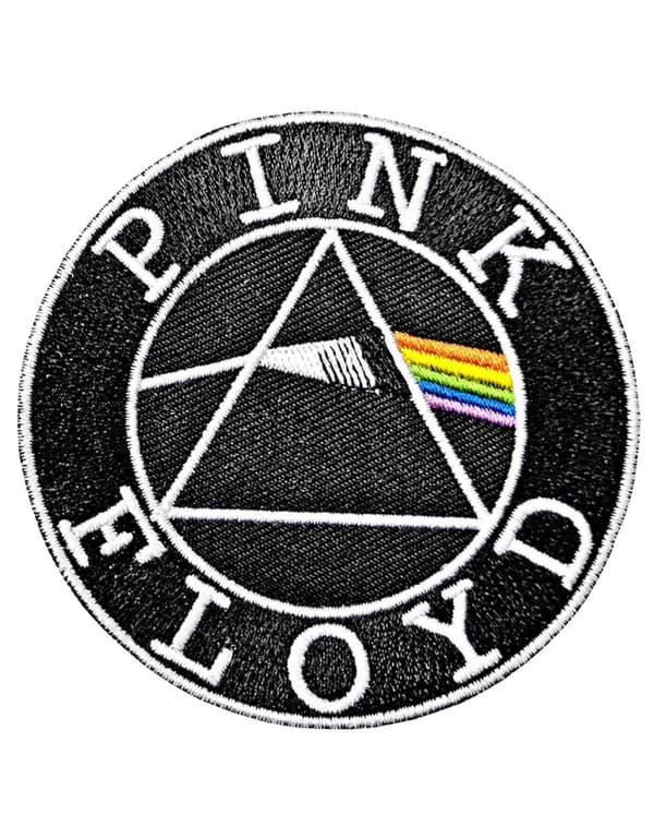Pink Floyd Patch Dark Side of the Moon Circle Logo Official Black Iron On Accessory Size