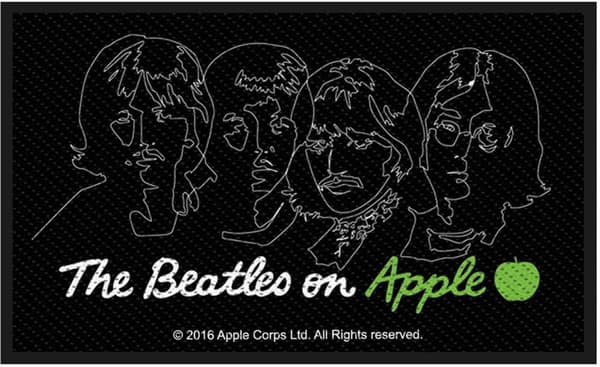 The Beatles Patch On Apple Band Logo Official Black Woven Iron on 10x6 cm Accessory Size