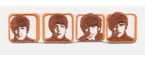 The Beatles Patch Heads in Boxes Portraits Band Logo Official Woven Iron on Accessory Size