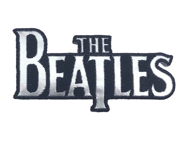 The Beatles Patch Silver Drop T Band Logo White embroidered Iron on 4x9cm Accessory Size