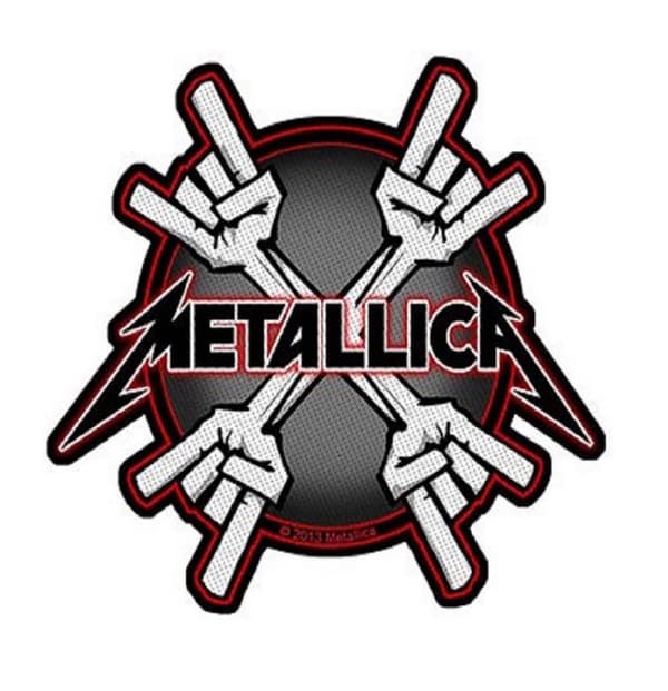 Metallica Patch Metal Horns Band Logo Official Black Cut Out 10cm x 9cm Taglia Unica