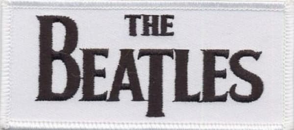 The Beatles Patch  White Drop T band Logo Official woven (9cm x 4cm) Accessory Size