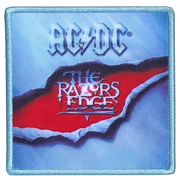 AC/DC Patch The Razors Edge Album Cover Band Logo Official Blue Accessory Size