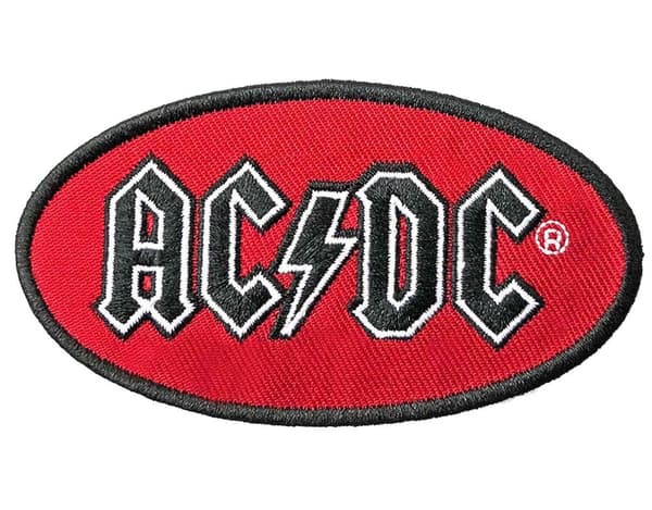 AC/DC Patch Classic Band Logo Oval Official Red Iron On Einheitsgröße