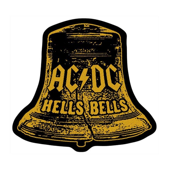 AC/DC Patch Hells Bells Distressed Logo Official Black Woven Cut Out 9 x 10cm Taglia Unica