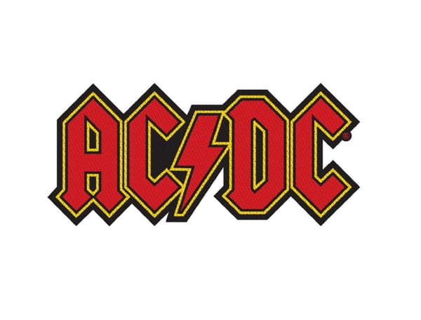 AC/DC Patch Classic Lightning Logo Official Black Woven Cut Out 9cm x 4cm Accessory Size