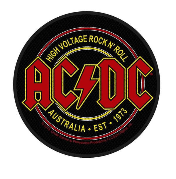 AC/DC Patch High Voltage Australia 1973 Official Black Circular Woven Accessory Size