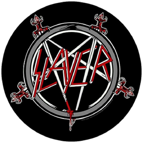 Slayer Back Patch Pentagram Band logo Official circular black 28 cm One Size