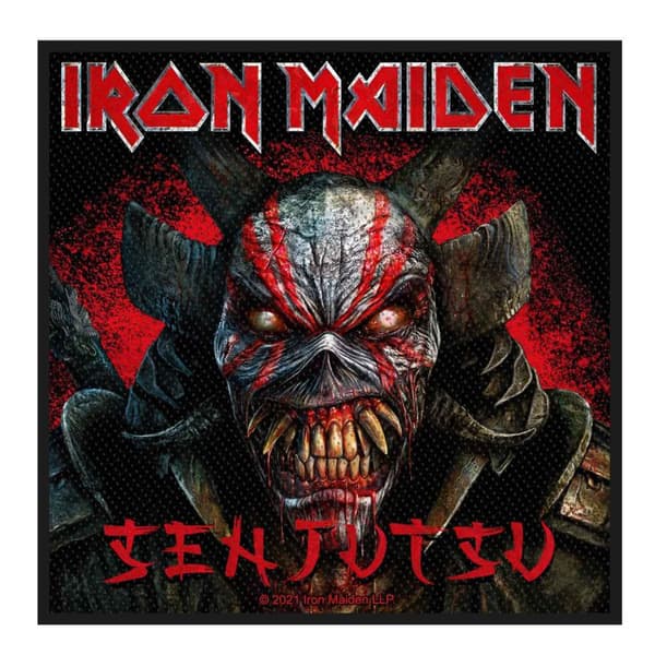 Iron Maiden Patch Senjutsu Back Cover Band Logo Official Black Woven Taglia unica