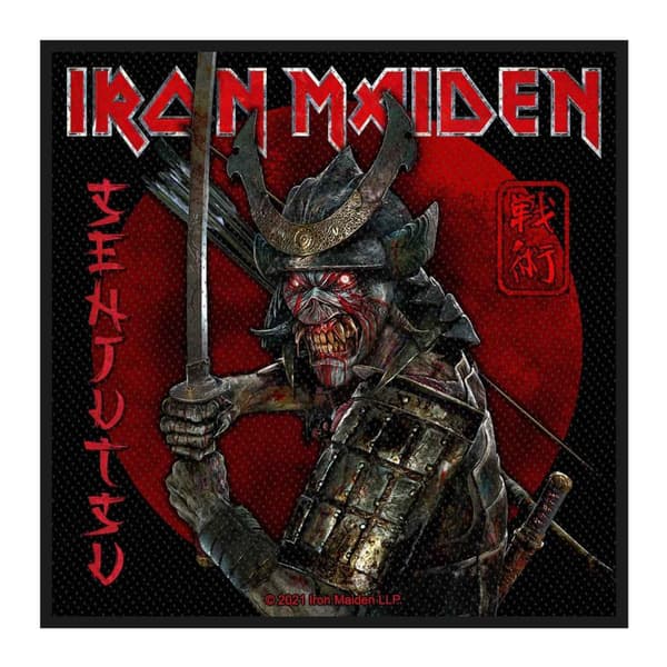 Iron Maiden Patch Senjutsu Band Logo Official Black Woven Accessory Size