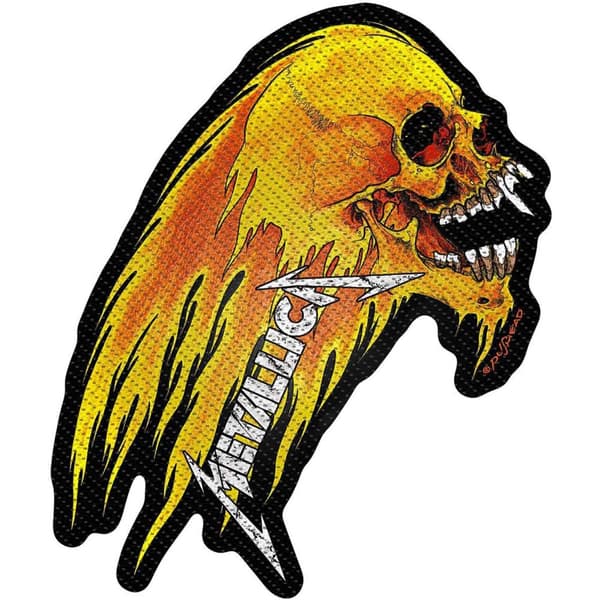 Metallica Patch Flaming Skull Band Logo Official woven sew on En storlek