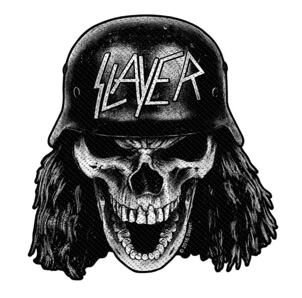 Slayer Patch Wehrmacht Skull Band Logo Cut Out Official Black Woven Taille unique