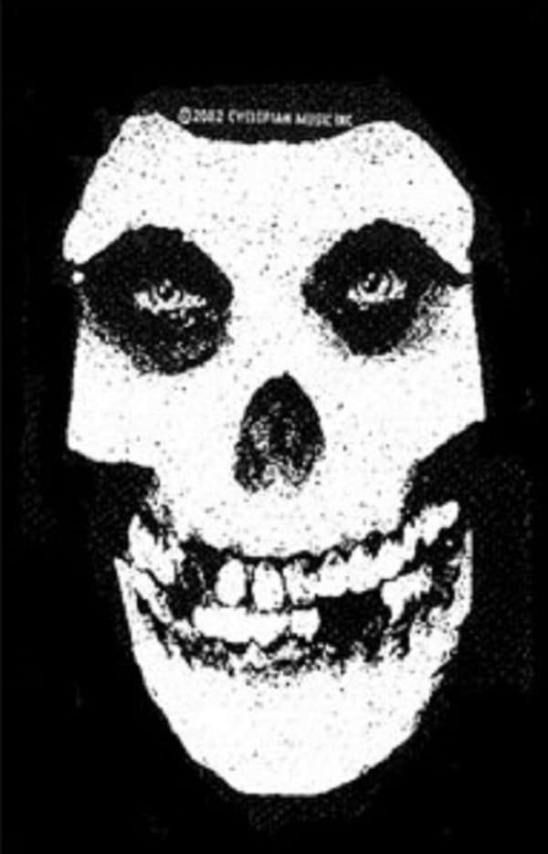 Misfits Patch White Skull Band Logo Horror Punk Official Woven 13cm x 11cm Taglia Unica