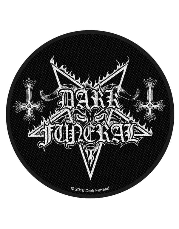 Dark Funeral Patch Circular Band Logo Official Black Accessory Size