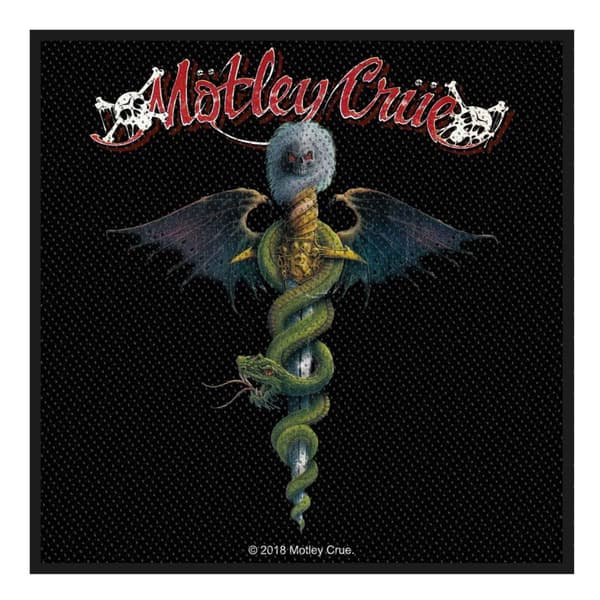 Motley Crue Patch Dr Feelgood Band Logo Official Woven (10cm x 10cm) Taglia unica