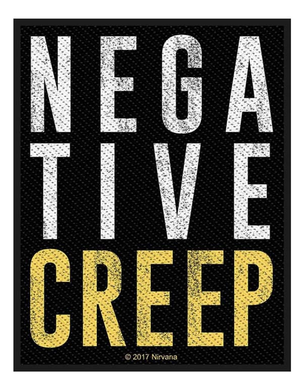 Nirvana Patch Negative Creep Band Logo Official Woven (10cm x 10cm) Accessory Size