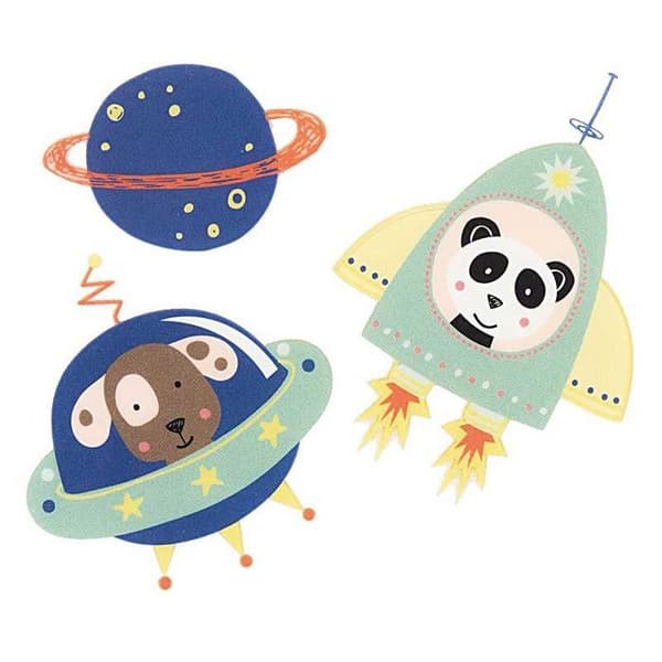 Strykplåster - RICO DESIGN - Små blå astronauter - 3 till 5 cm - 3 st - Textilanpassning