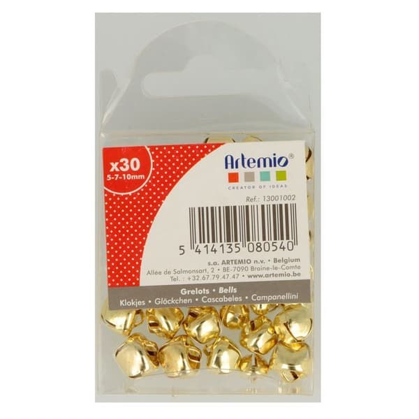 Gyllene klockor - ARTEMIO - 30 stycken - Storlekar 10mm, 7mm, 5mm - Dekoration - Kreativa hobbies