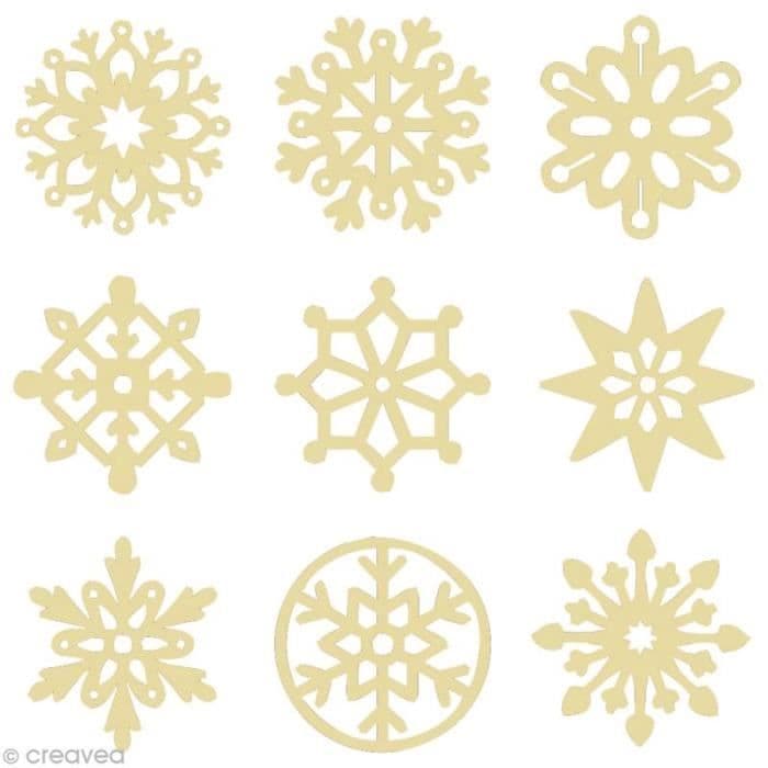Set med mini träsilhuetter Snowflakes x 27 Träformer att fästa på, perfekt för scrapbooking och kreativ korttillverkning, -