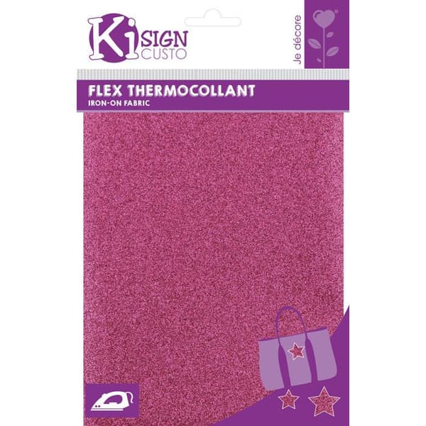 Termofixeringstyg - Ki-Sign - Körsbärsros - 15 x 20 cm - Glittrande - Textilpersonalisering
