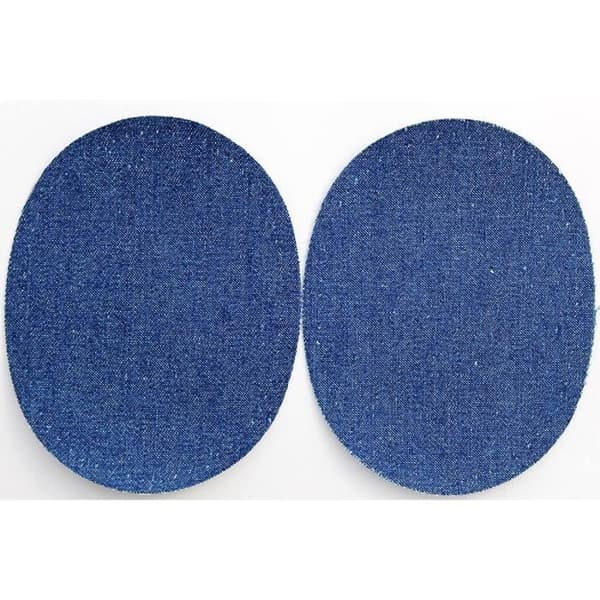 Oval påstrykningsplåster för jeans, mellanblå