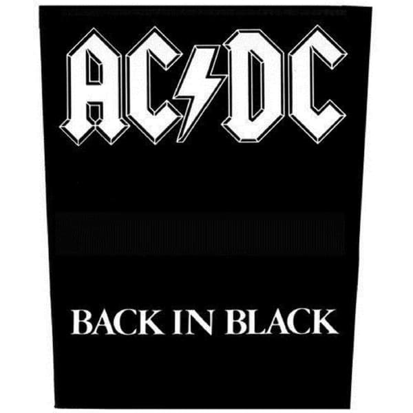 AC/DC Back Patch Back in Black Band Logo Official Black Woven 36 cm x 29 cm One Size