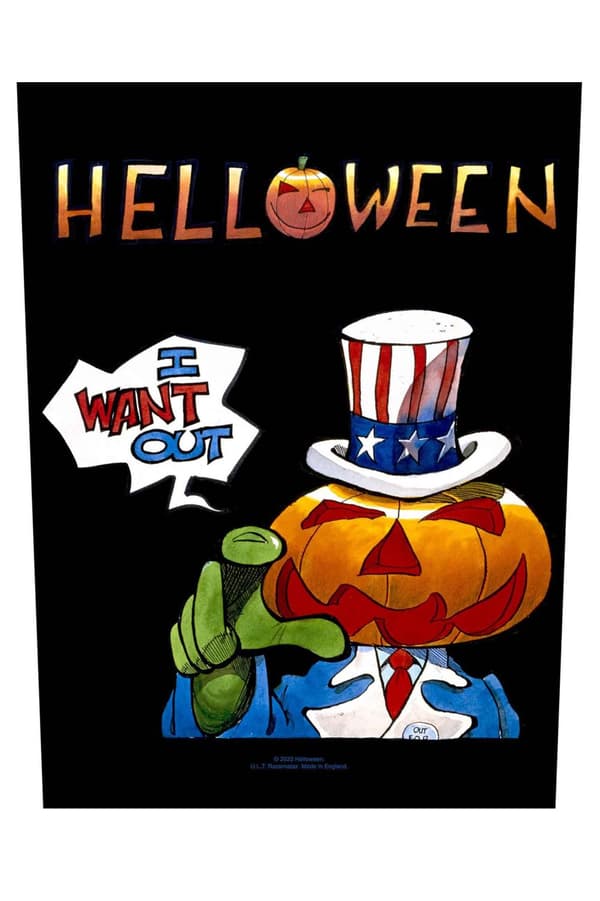 Helloween Back Patch I Want Out  Band Logo Official Black 36cm X 29cm One Size