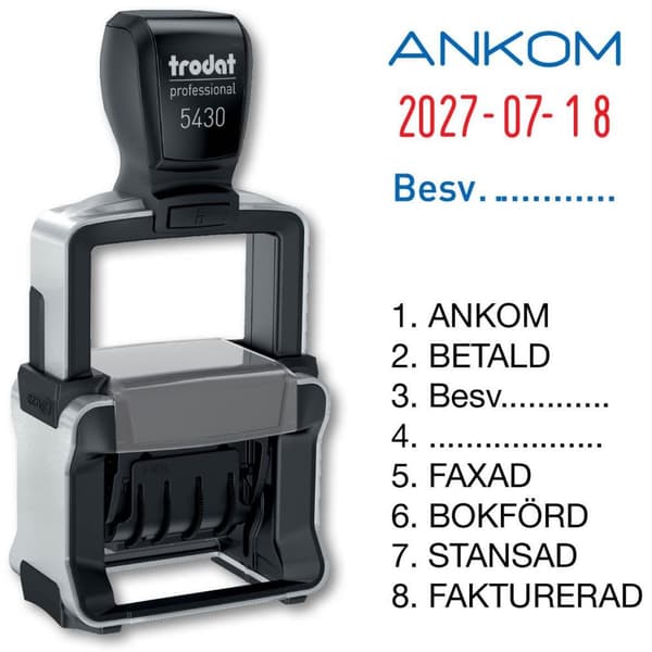 Stämpel TRODAT 5430/L Dat m.standardtext