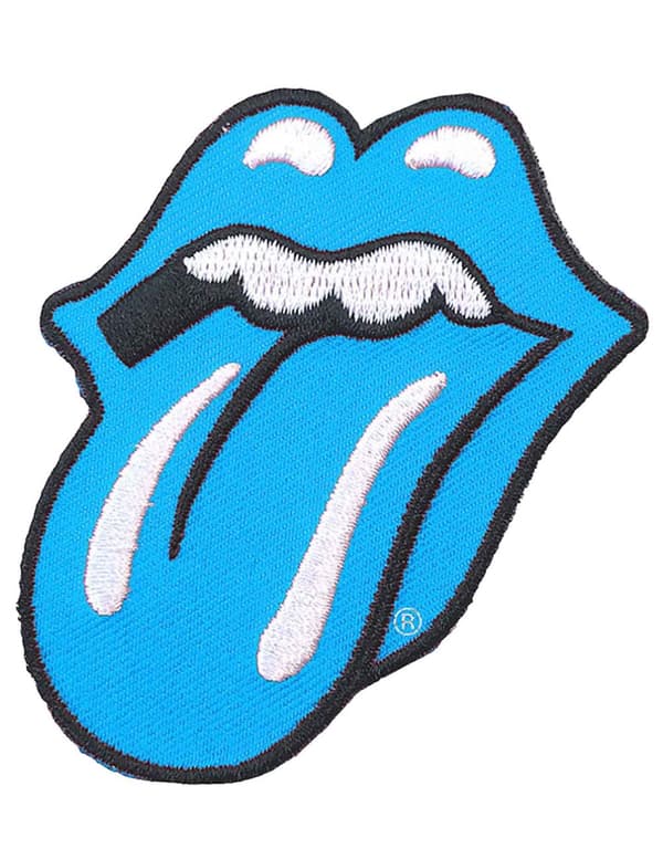 The Rolling Stones Patch Classic Tongue Band Logo Embroidered Official Blue Einheitsgröße