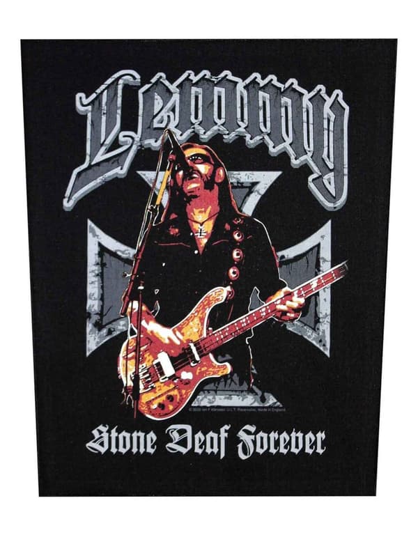 Motorhead Back Patch Lemmy Stone Deaf Forever Official Black Cotton 36cm x 29cm One Size