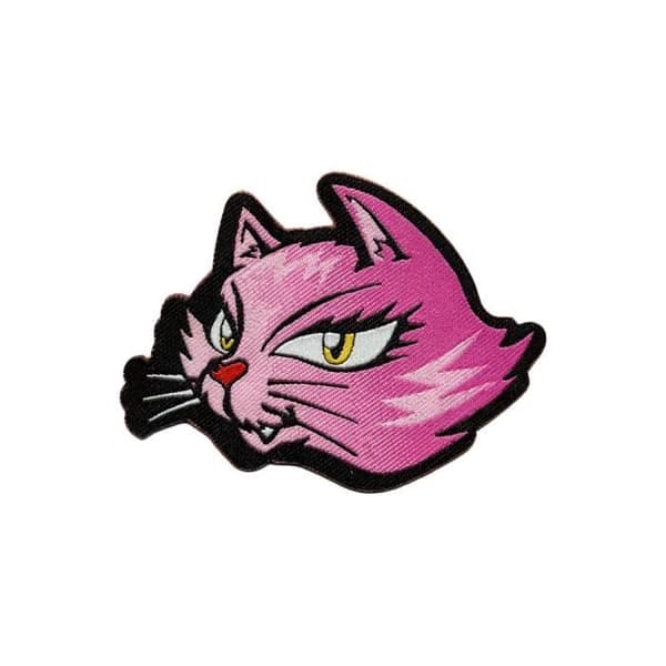 Rosa Kitten Självhäftande Patch, Broderi Sticker, 6 x 7,9 cm