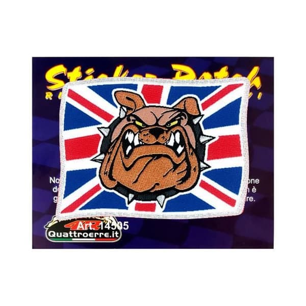England Bulldog Dog självhäftande lapp, broderidekal, 8,5 x 6,5 cm