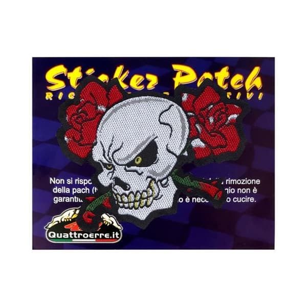 Skull Roses självhäftande lapp, broderidekal, 6,3 x 7,2 cm