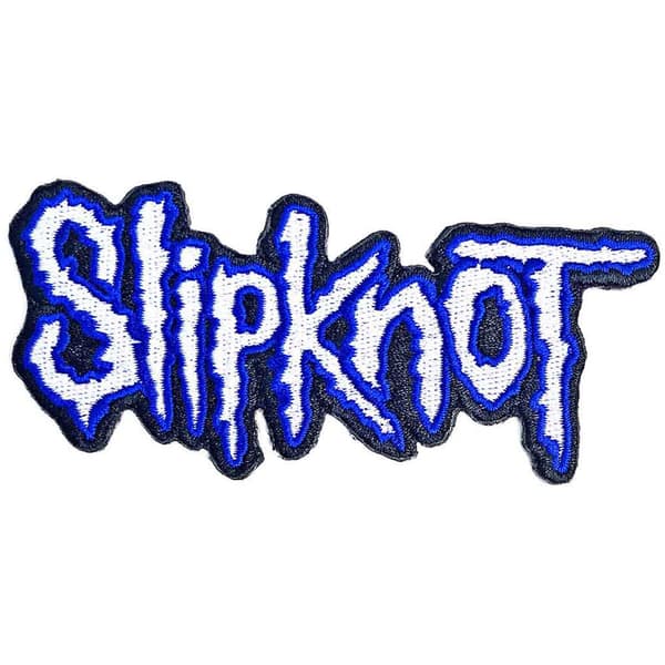 Slipknot Cut Out Logo Blue Border Woven Patch Accessory Size