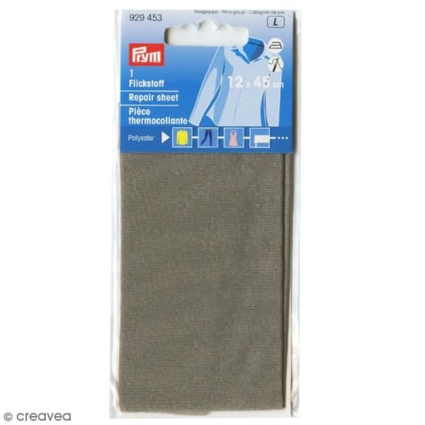 Påstrykningskupong - PRYM - Vanlig grå - 12 x 45 cm - Idealisk för reparation och dekoration