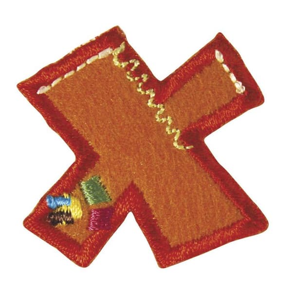 Broderat strykepatch Bokstav X 3 cm