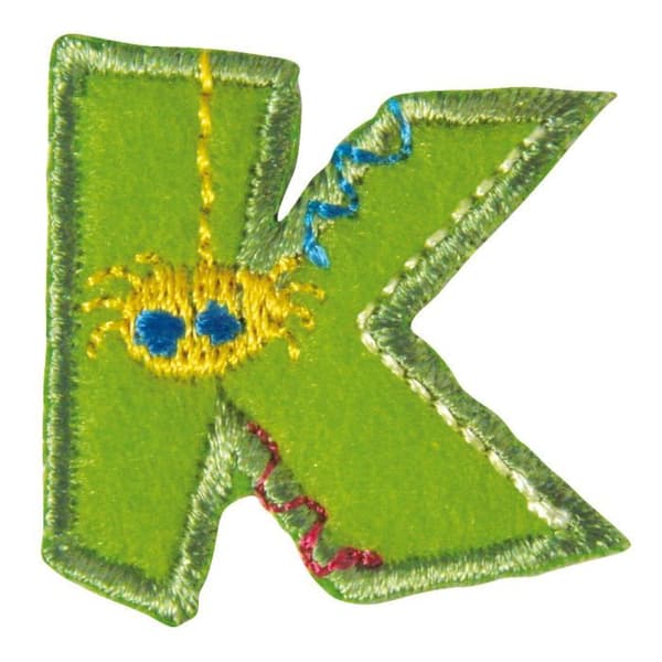 Broderad bokstavslapp - K - 3 cm - Termofixbar...